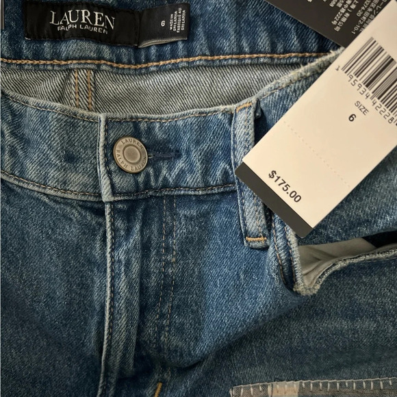 NWT Ralph Lauren Patchwork Stretch Relaxed Taper Denim Jeans Size 6 - Picture 11 of 12